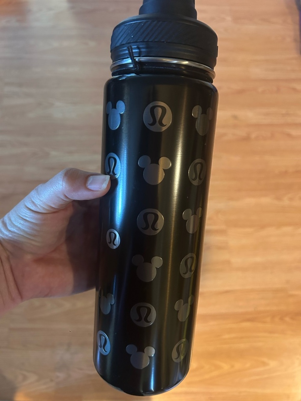 Lululemon Black Stainless Water Bottle with Disney Mickey Icon Print NWT